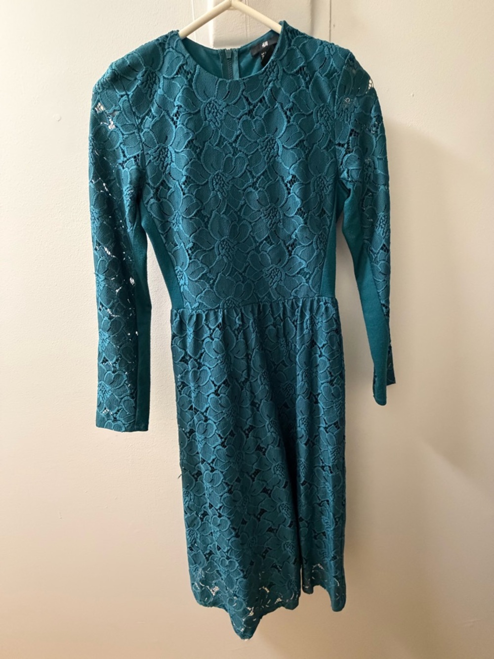 H&M Teal Lace Dress – Size S | Feminine Fit & Flare - Picture 2 of 4